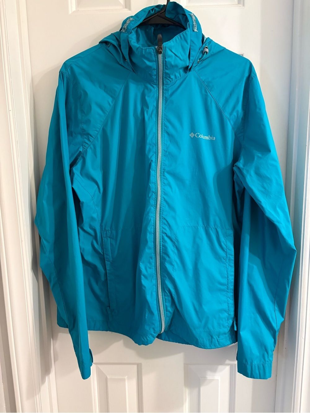 Columbia Women’s XL Turquoise Hooded Rain Jacket Windbreaker